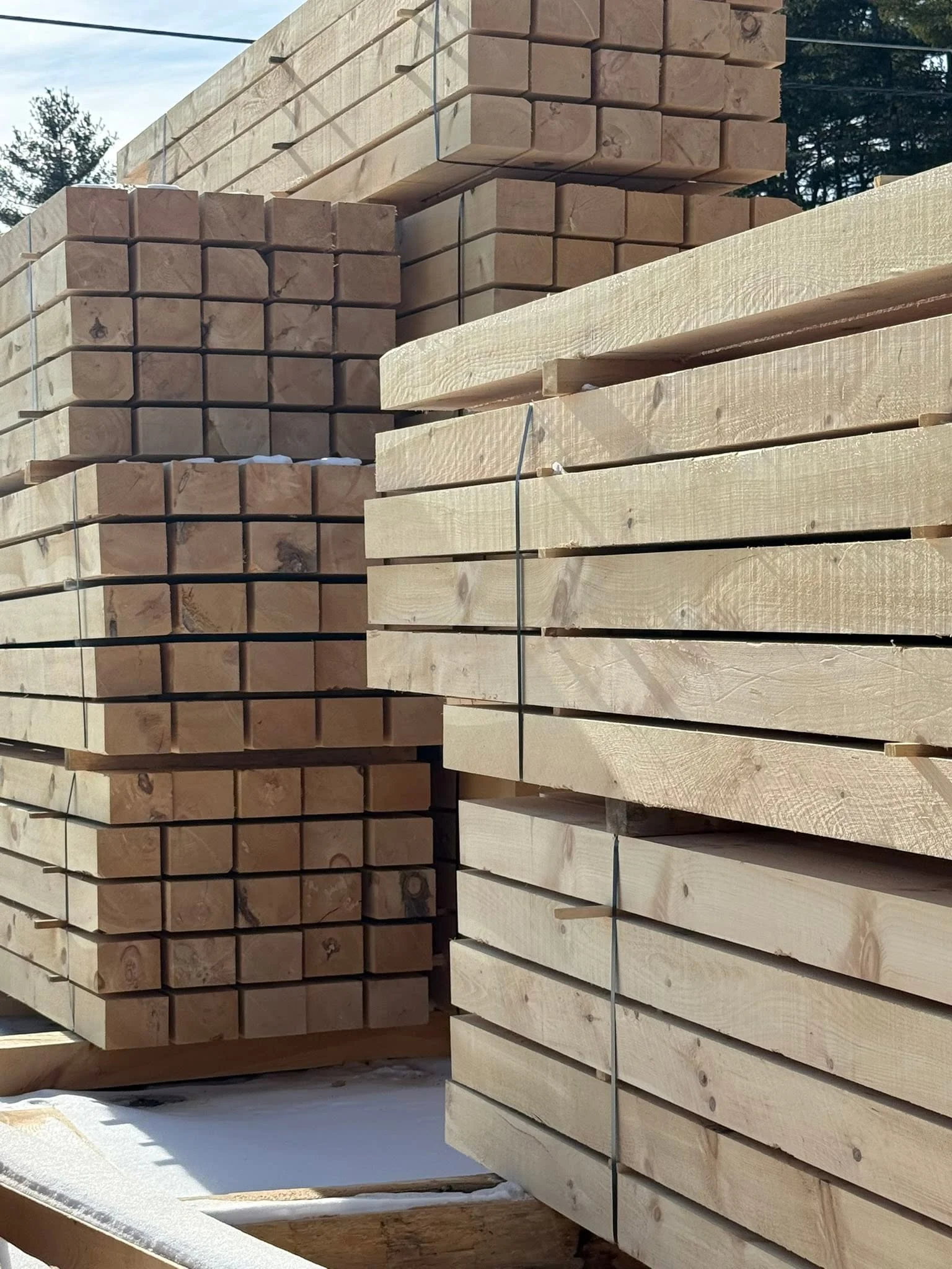 Rough-cut lumber loaded straight off the truck