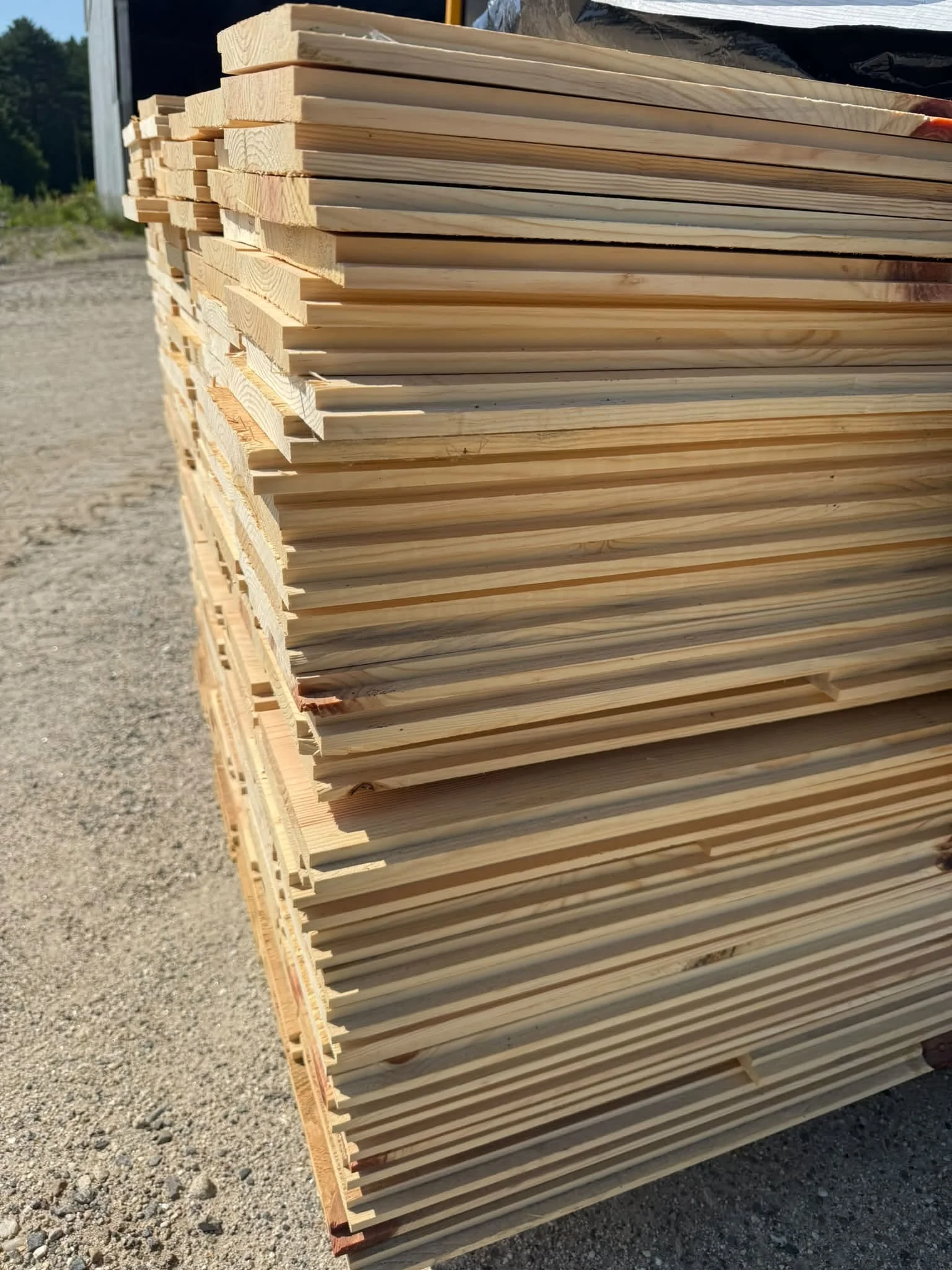 Stacked dimensional boards ready for pickup